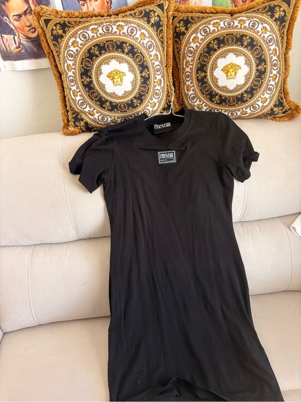Versace Jeans Collection Black Midi T-Shirt Dress
